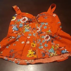 Nice large "Liberty Love" flared fitted waist top.